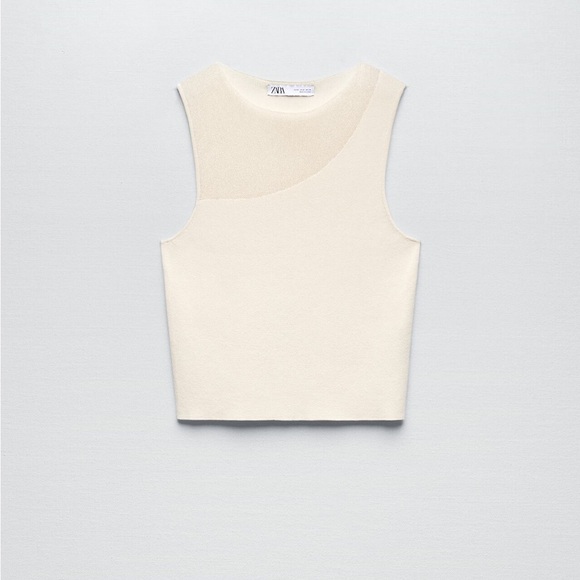 NWT! Zara cream combination knit top - Picture 7 of 9